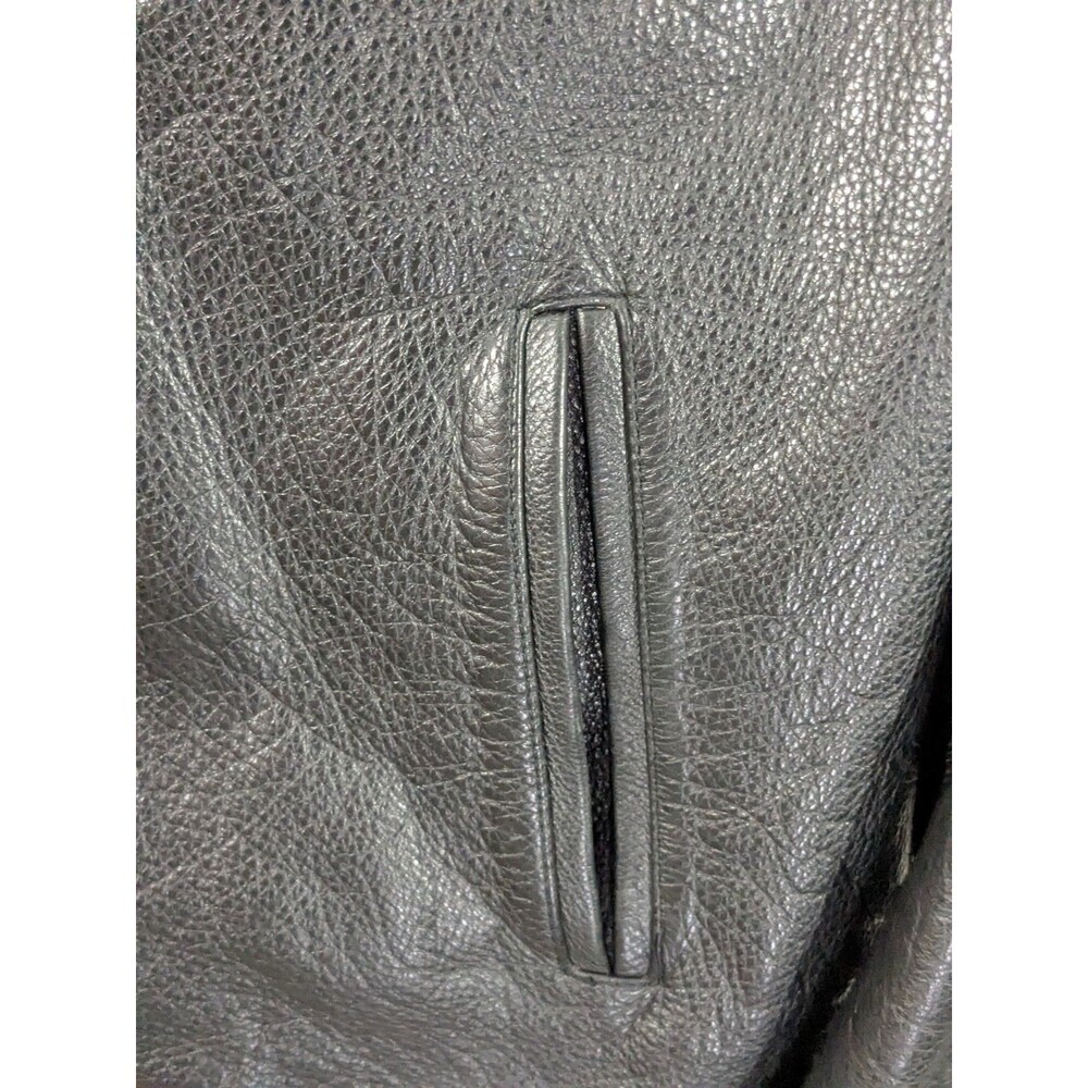 Vintage Wilsons Leather Men's M Motorcycle Jacket Black Leather Cafe Racer Zip - Picture 7 of 16